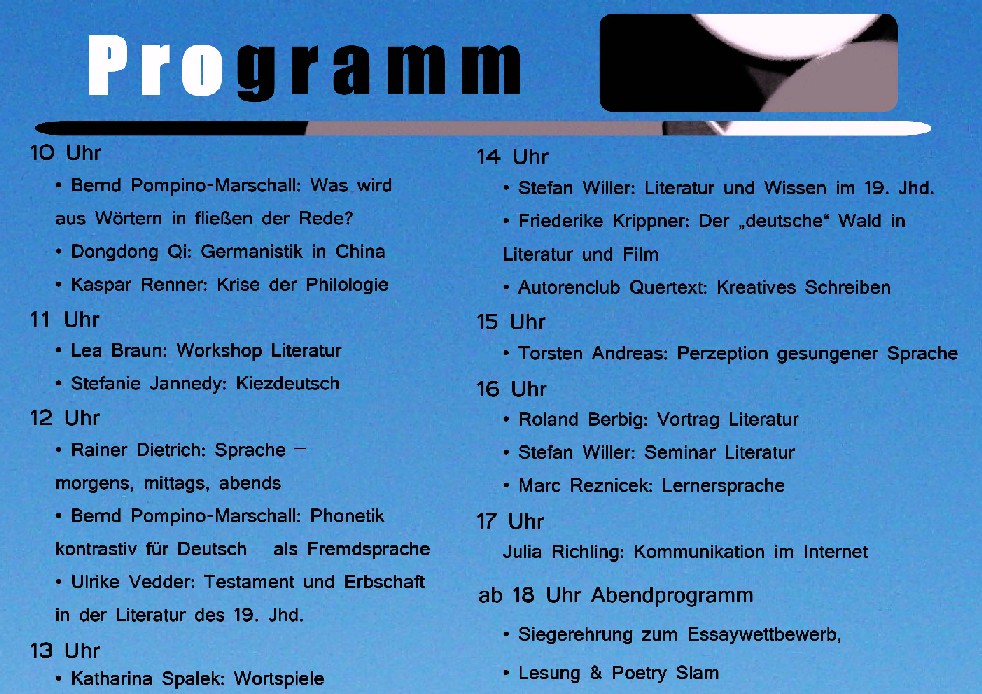 Tag der Germanistik 2010 - Programm